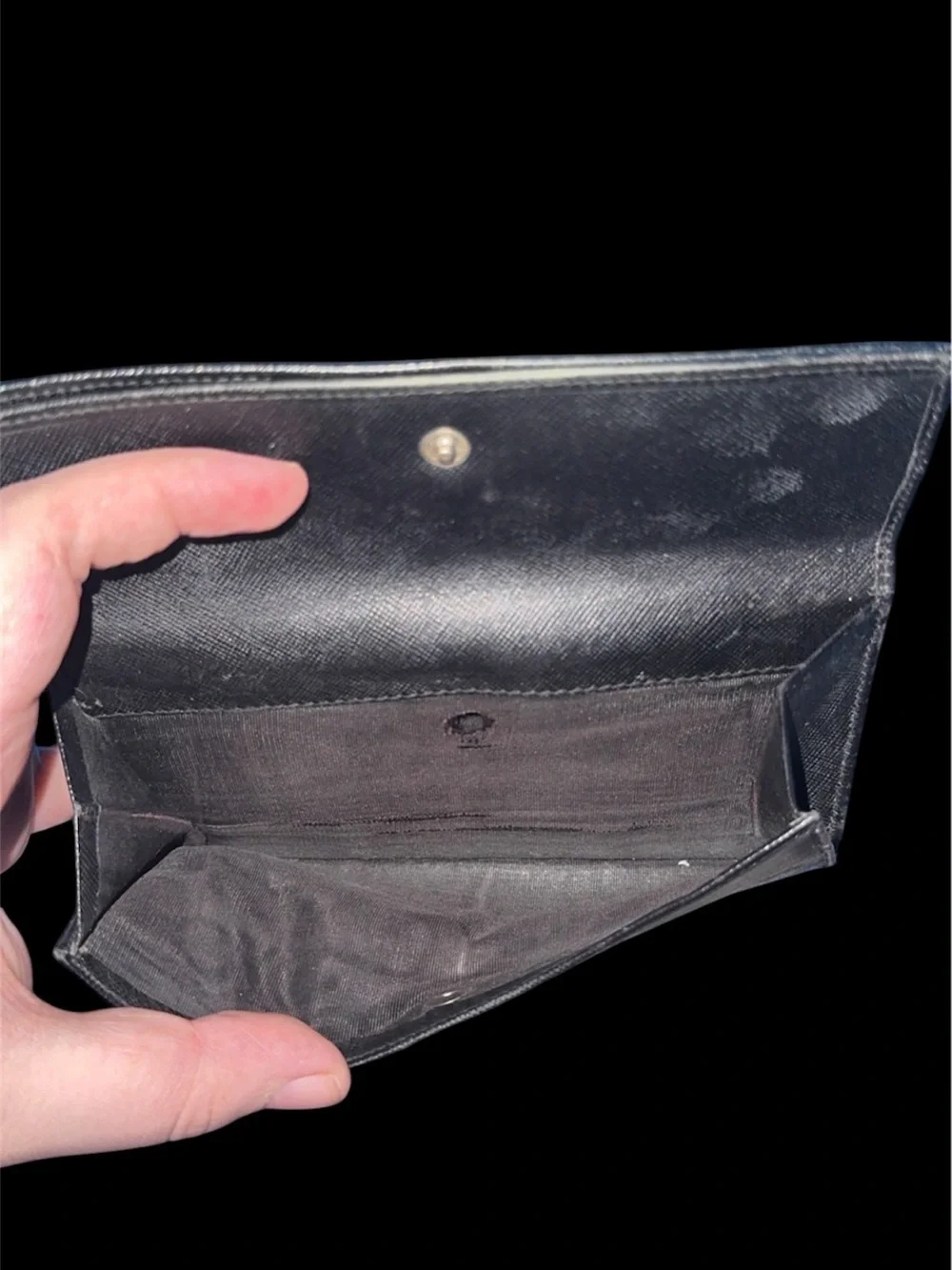 Authentic Prada Black Saffiano Leather Fold-Over Wallet